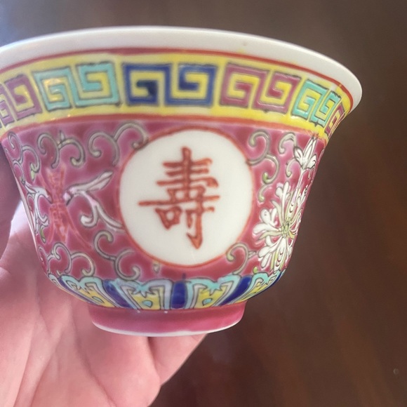 Antique Chinese Jiangxi, Jingdezhen Longevity Cup and matching Saucer hand paint - Picture 4 of 13